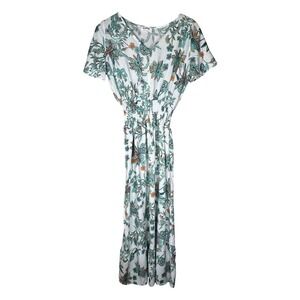 Anthropologie Kindrid Boho Maxi Dress Spring Wedding Guest S Short Sleeve V-Neck